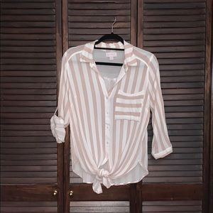 Striped blouse with tie